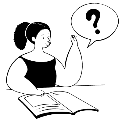 Illustration of someone asking a question and learning