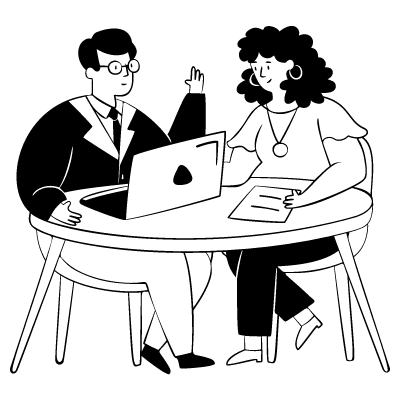 Illustration of a business conversation and customer relationship